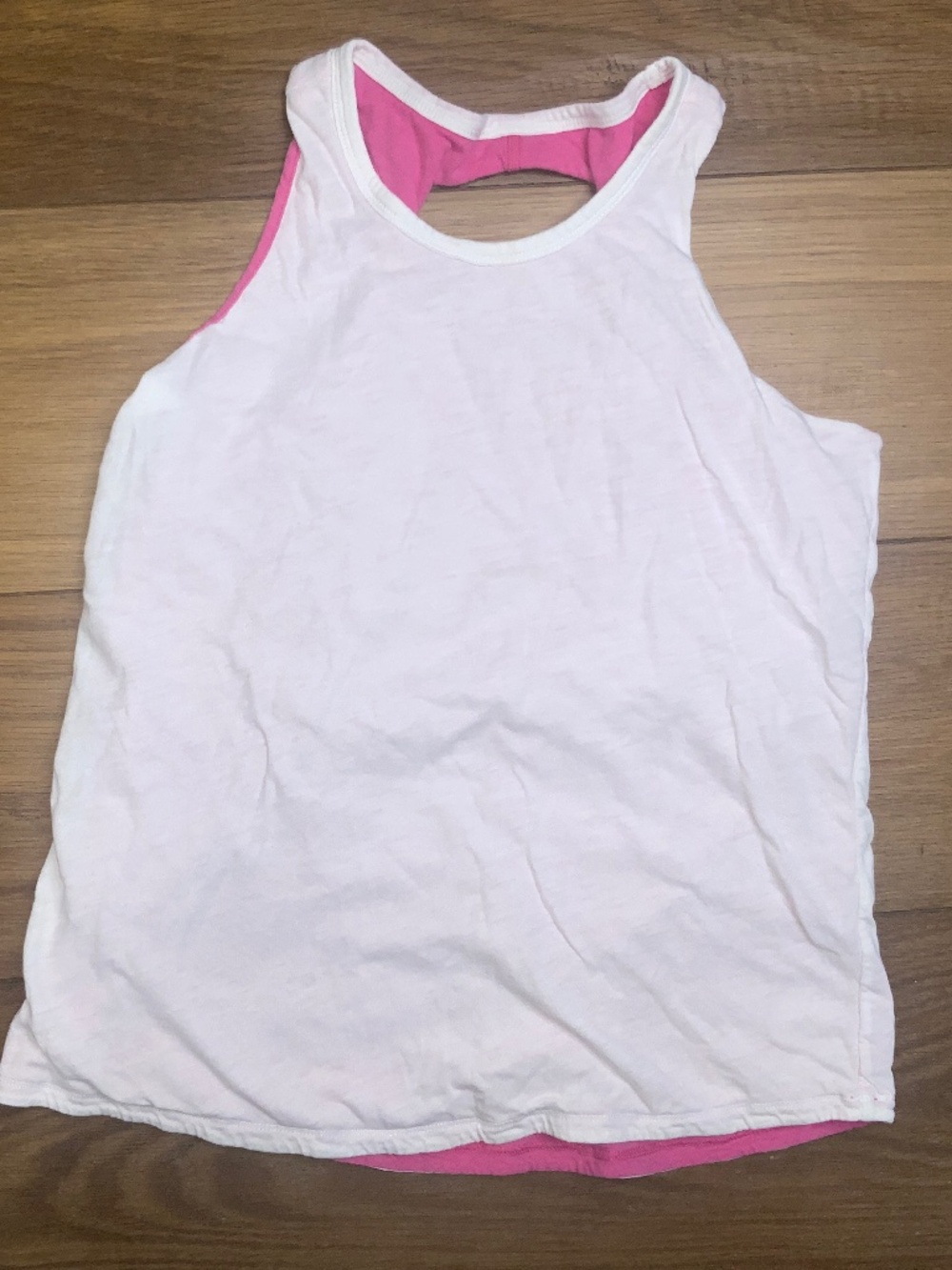 Athleta Girl Reversible Pink and White Tank Top